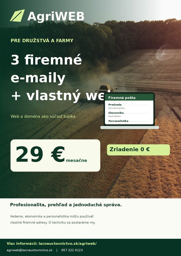 Obálka trojstranovej brožúry AgriWEB
